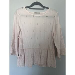Valentina Naldi Pink Eyelet Lace Blouse Women’s Small